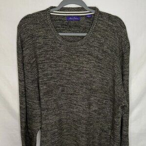 Alan Flusser Sweater Adult XXL Brown Black Long Sleeve Pullover Men's